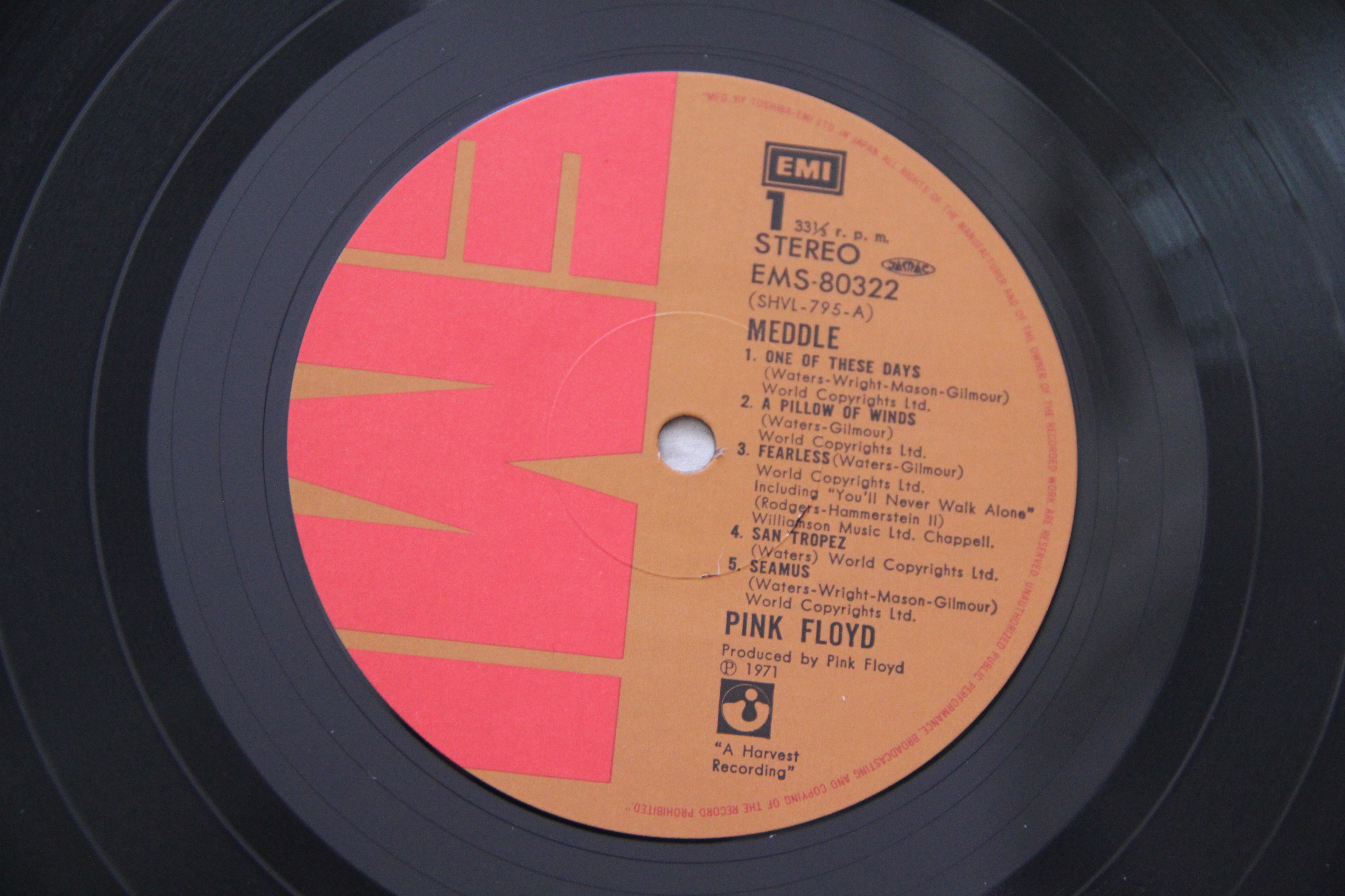 Meddle Pink Floyd Rock Vinyl LP + OBI EMS-80322 Album Reissue